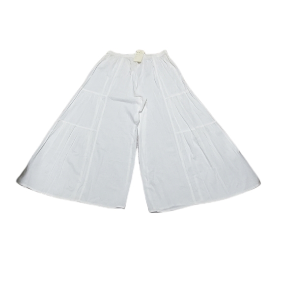 White Sheer Wide Leg Elastic Waistband Etc. By lazy daisy Boho Palozza Pants - Picture 1 of 13